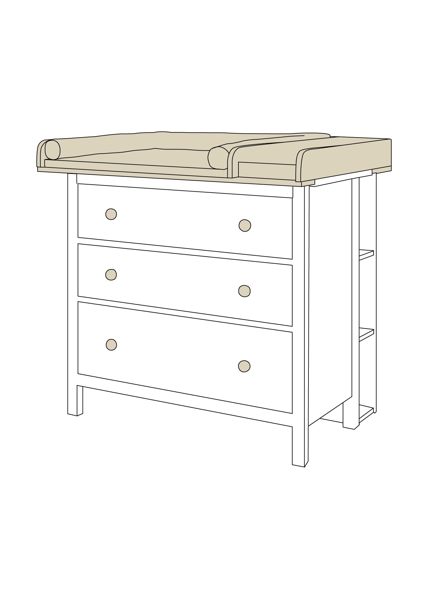 Set voor IKEA HEMNES als luiertafel in beige (5 producten)